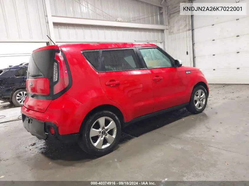 2019 Kia Soul VIN: KNDJN2A26K7022001 Lot: 40374916