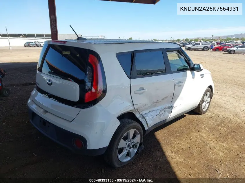 2019 Kia Soul VIN: KNDJN2A26K7664931 Lot: 40393133