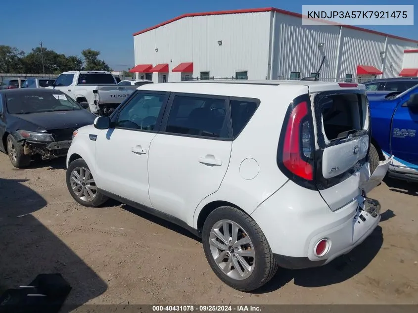 2019 Kia Soul + VIN: KNDJP3A57K7921475 Lot: 40431078