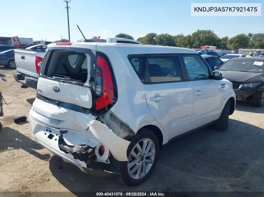 2019 Kia Soul + VIN: KNDJP3A57K7921475 Lot: 40431078