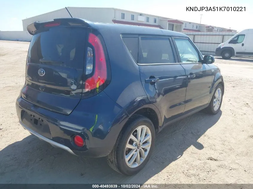 2019 Kia Soul + VIN: KNDJP3A51K7010221 Lot: 40493839