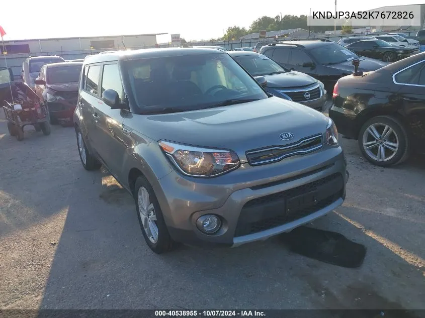 2019 Kia Soul + VIN: KNDJP3A52K7672826 Lot: 40538955