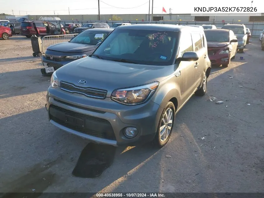 2019 Kia Soul + VIN: KNDJP3A52K7672826 Lot: 40538955