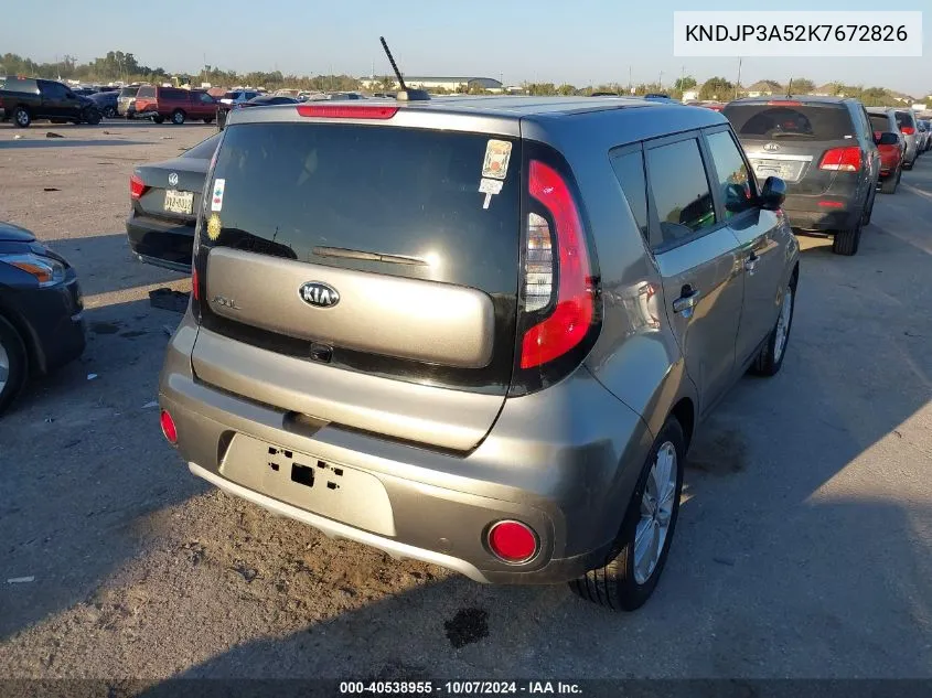 2019 Kia Soul + VIN: KNDJP3A52K7672826 Lot: 40538955