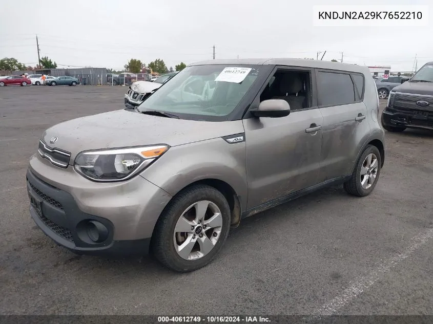 2019 Kia Soul VIN: KNDJN2A29K7652210 Lot: 40612749