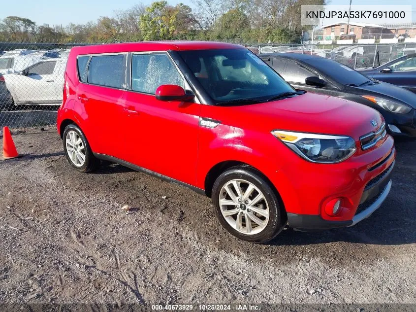 2019 Kia Soul + VIN: KNDJP3A53K7691000 Lot: 40673929