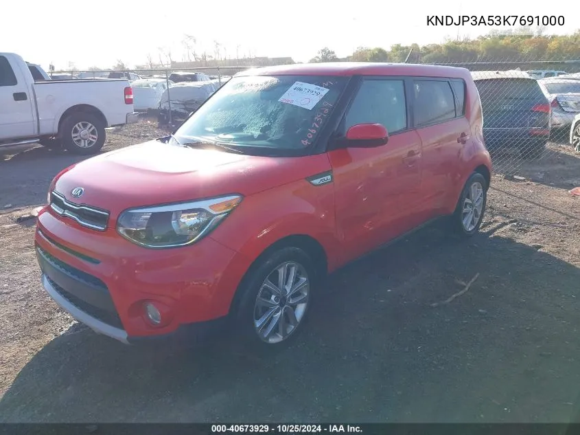 2019 Kia Soul + VIN: KNDJP3A53K7691000 Lot: 40673929