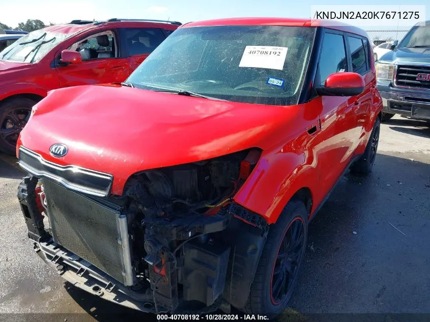 2019 Kia Soul VIN: KNDJN2A20K7671275 Lot: 40708192