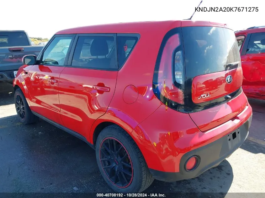 2019 Kia Soul VIN: KNDJN2A20K7671275 Lot: 40708192