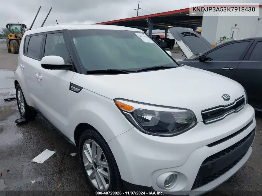 2019 Kia Soul + VIN: KNDJP3A53K7918430 Lot: 40729925