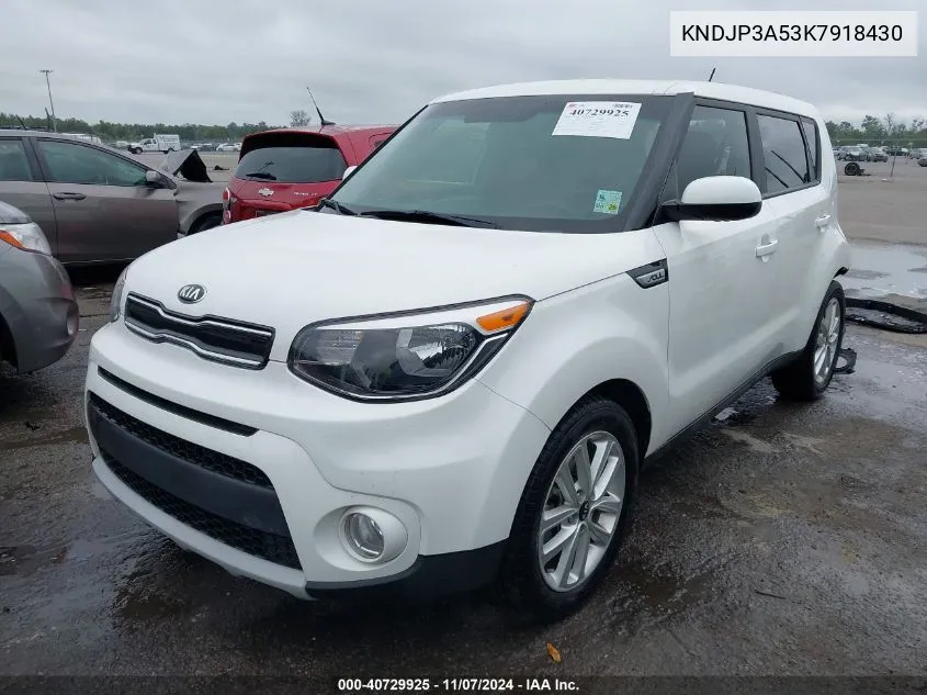 2019 Kia Soul + VIN: KNDJP3A53K7918430 Lot: 40729925