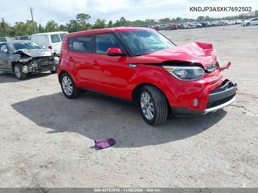 2019 Kia Soul + VIN: KNDJP3A5XK7692502 Lot: 40793878