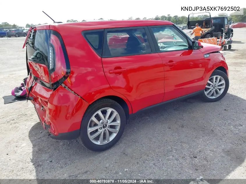 2019 Kia Soul + VIN: KNDJP3A5XK7692502 Lot: 40793878