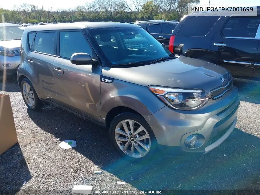 2019 Kia Soul + VIN: KNDJP3A59K7001699 Lot: 40813339