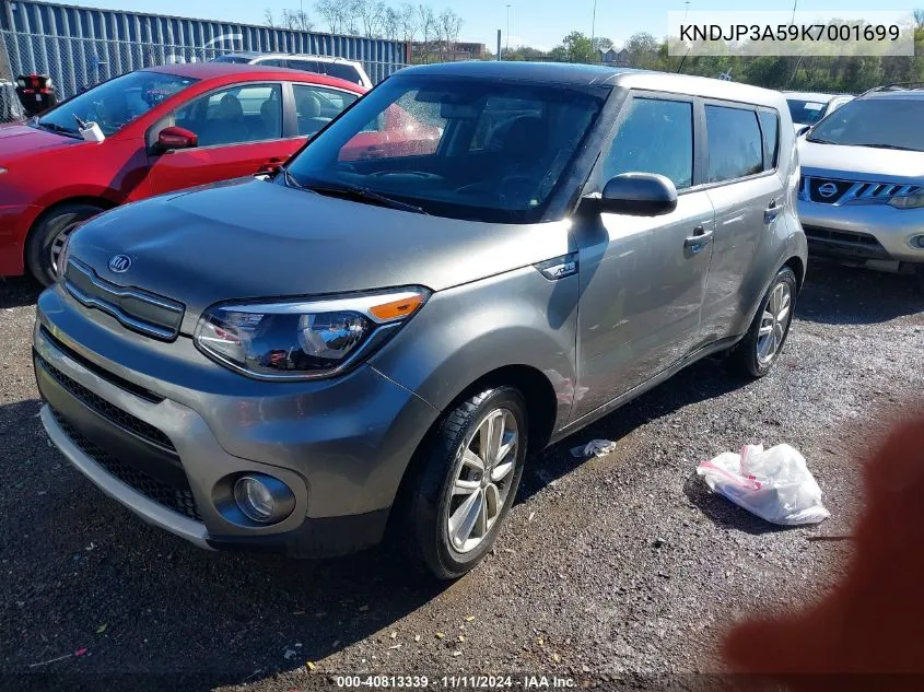 2019 Kia Soul + VIN: KNDJP3A59K7001699 Lot: 40813339