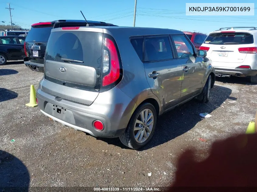 2019 Kia Soul + VIN: KNDJP3A59K7001699 Lot: 40813339