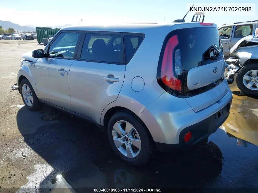 2019 Kia Soul VIN: KNDJN2A24K7020988 Lot: 40819105