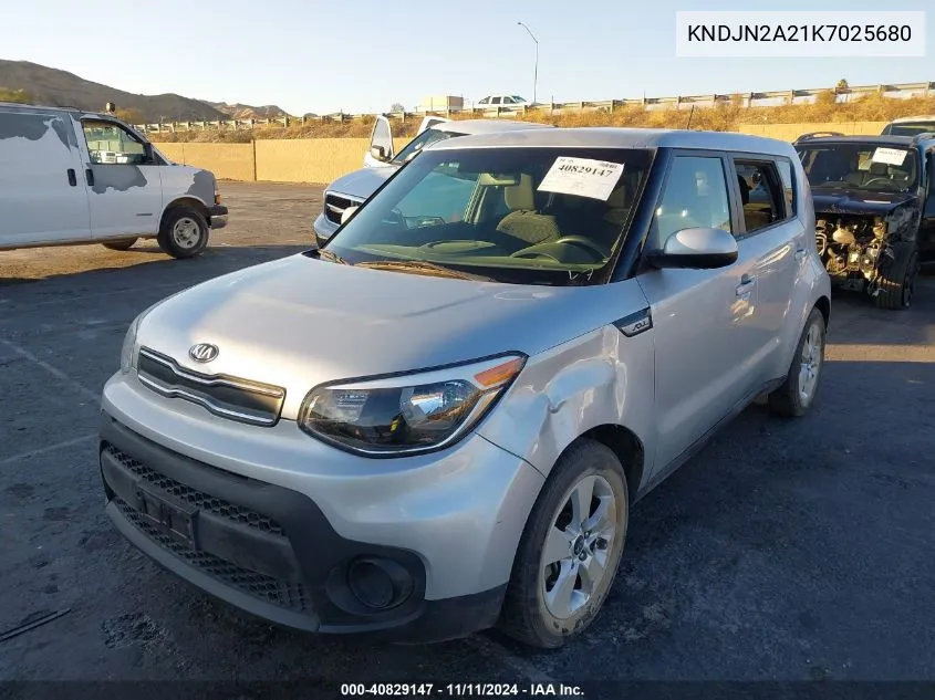 2019 Kia Soul VIN: KNDJN2A21K7025680 Lot: 40829147