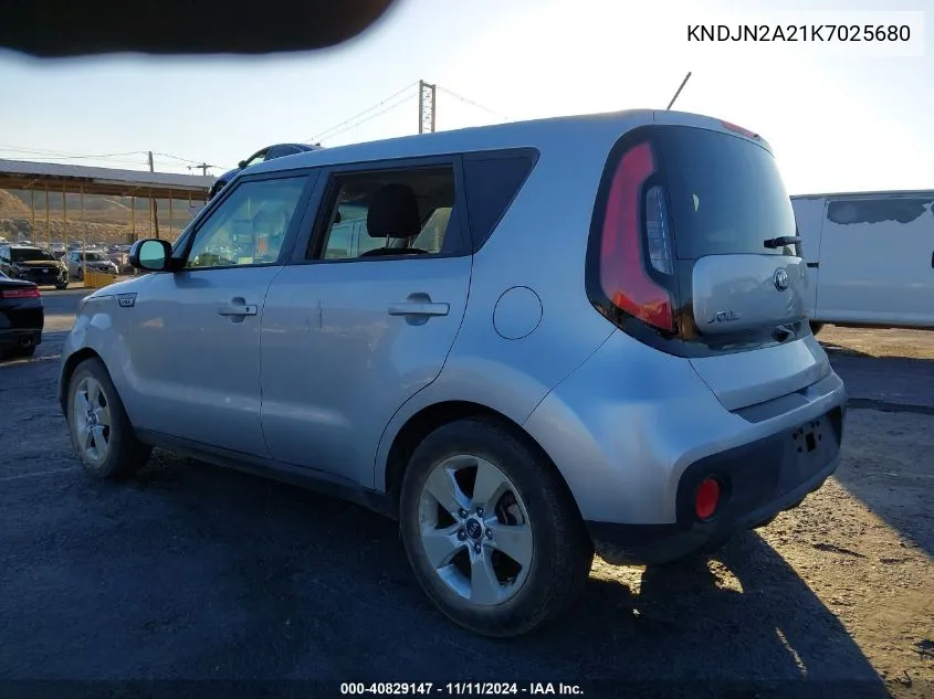 2019 Kia Soul VIN: KNDJN2A21K7025680 Lot: 40829147