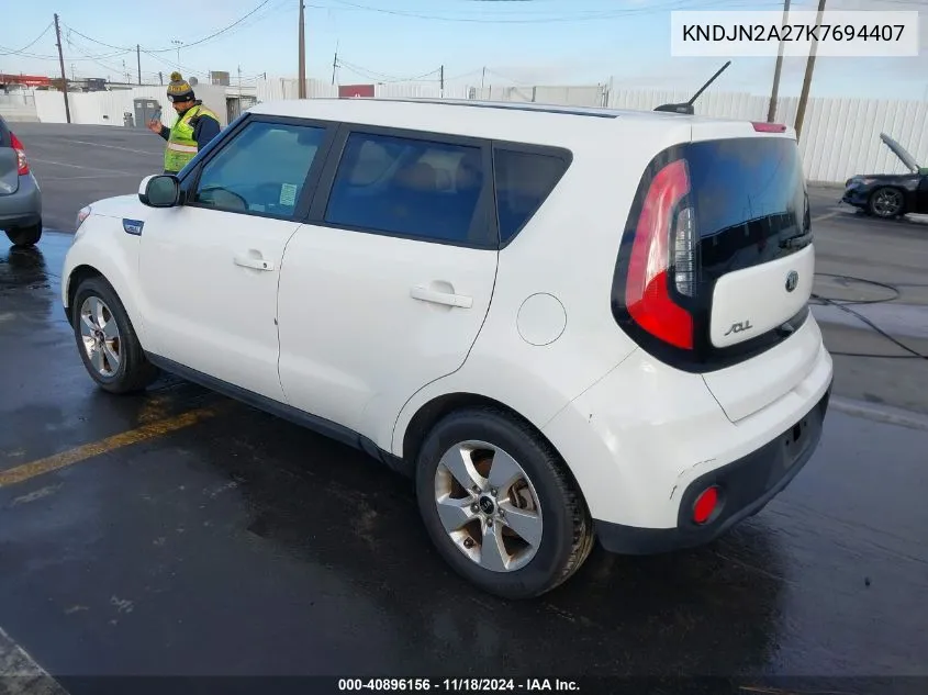 2019 Kia Soul VIN: KNDJN2A27K7694407 Lot: 40896156