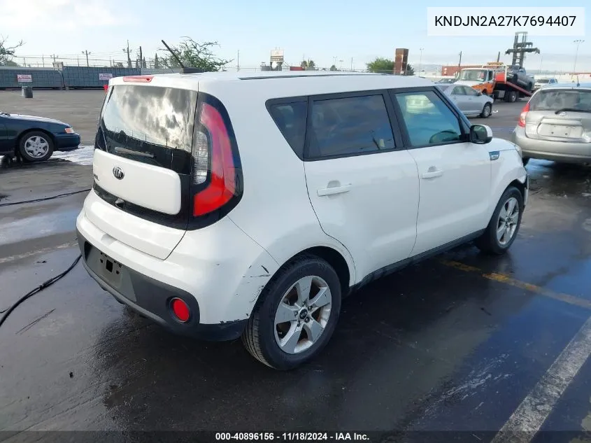 2019 Kia Soul VIN: KNDJN2A27K7694407 Lot: 40896156