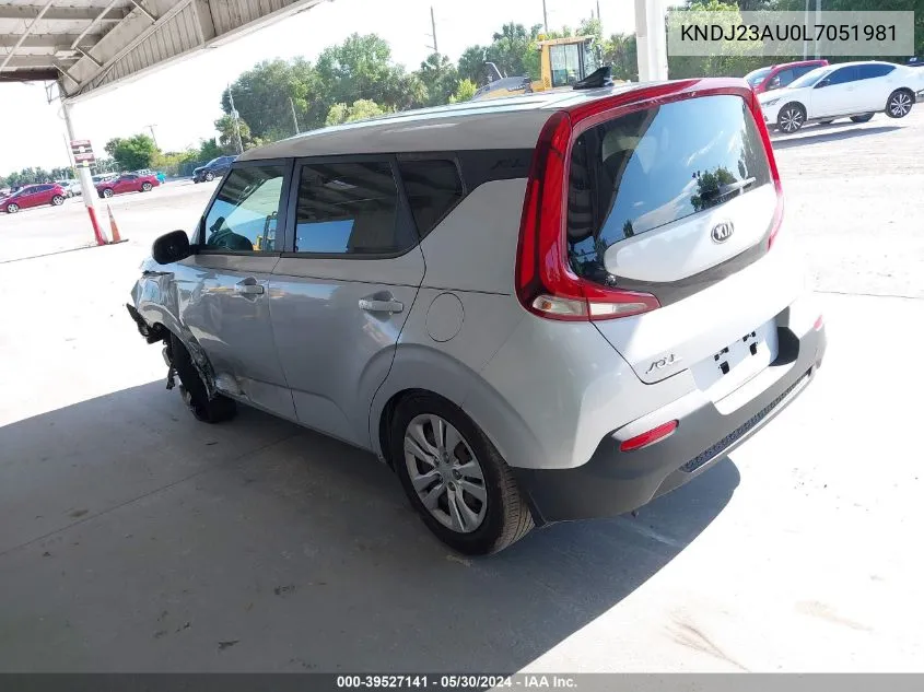 2020 Kia Soul Lx VIN: KNDJ23AU0L7051981 Lot: 39527141