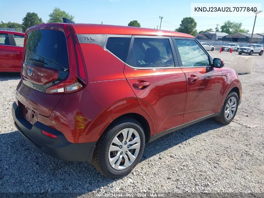 2020 Kia Soul Lx VIN: KNDJ23AU2L7077840 Lot: 39734194