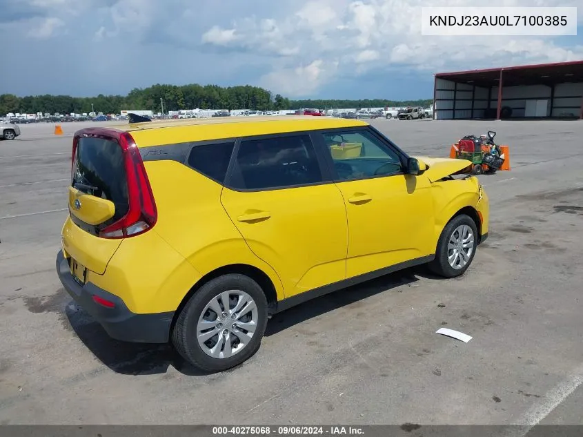 2020 Kia Soul Lx VIN: KNDJ23AU0L7100385 Lot: 40275068