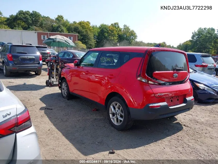 2020 Kia Soul Lx/X Line/S VIN: KNDJ23AU3L7722298 Lot: 40334411