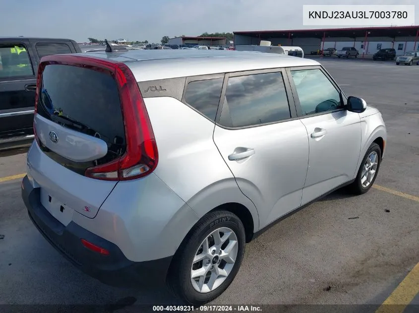 2020 Kia Soul S VIN: KNDJ23AU3L7003780 Lot: 40349231