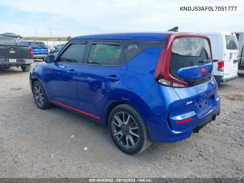 2020 Kia Soul Gt-Line Turbo VIN: KNDJ53AF0L7051777 Lot: 40369052