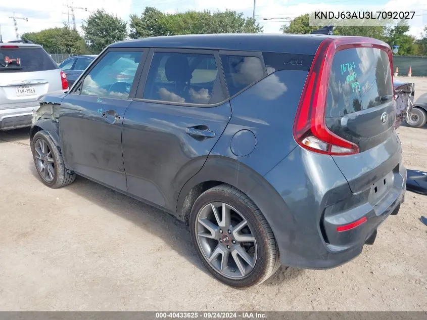 2020 Kia Soul Gt-Line VIN: KNDJ63AU3L7092027 Lot: 40433625