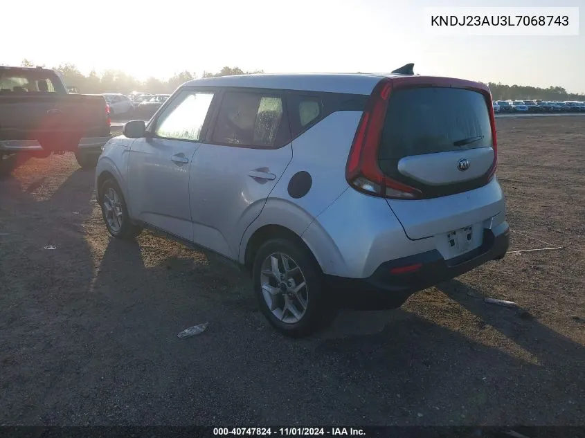 2020 Kia Soul S VIN: KNDJ23AU3L7068743 Lot: 40747824