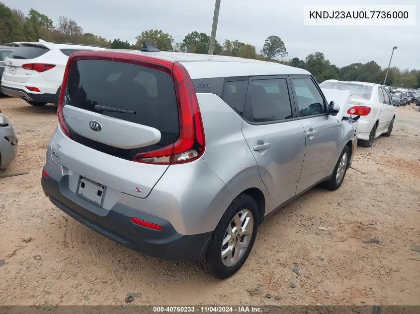 2020 Kia Soul S VIN: KNDJ23AU0L7736000 Lot: 40760233