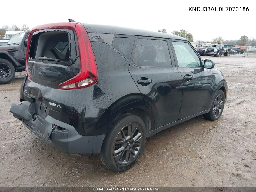 2020 Kia Soul Ex VIN: KNDJ33AU0L7070186 Lot: 40864724