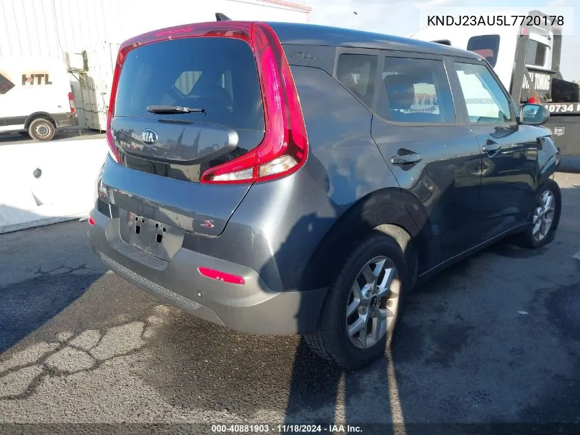 2020 Kia Soul S VIN: KNDJ23AU5L7720178 Lot: 40881903