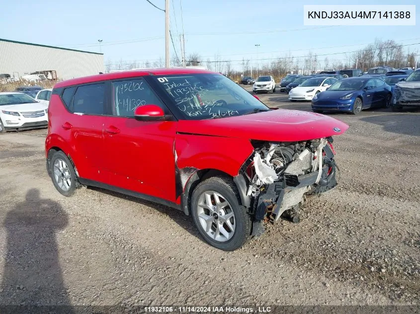 2021 Kia Soul VIN: KNDJ33AU4M7141388 Lot: 11932106