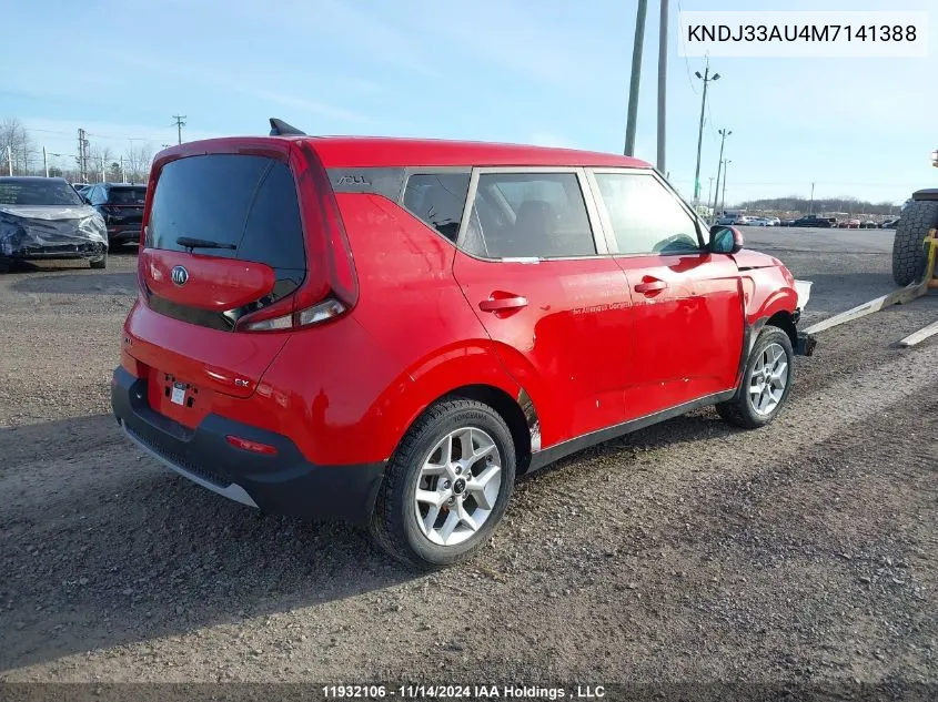 2021 Kia Soul VIN: KNDJ33AU4M7141388 Lot: 11932106