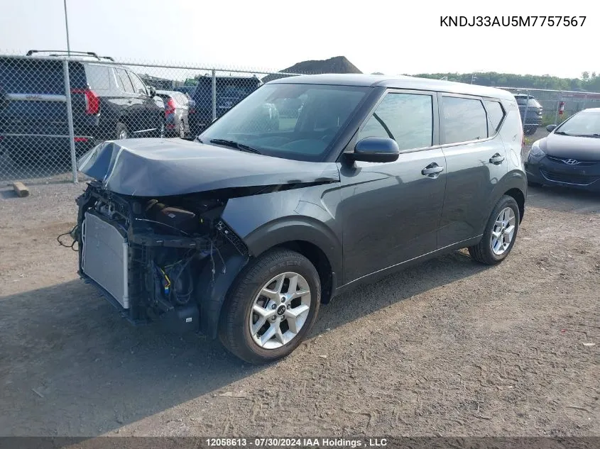 2021 Kia Soul VIN: KNDJ33AU5M7757567 Lot: 12058613