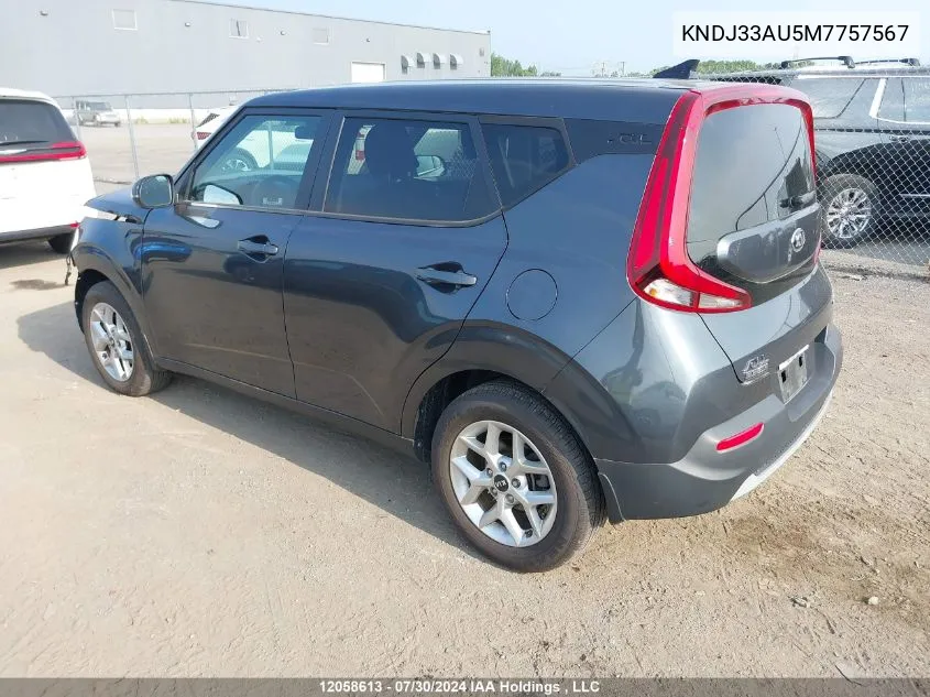 2021 Kia Soul VIN: KNDJ33AU5M7757567 Lot: 12058613