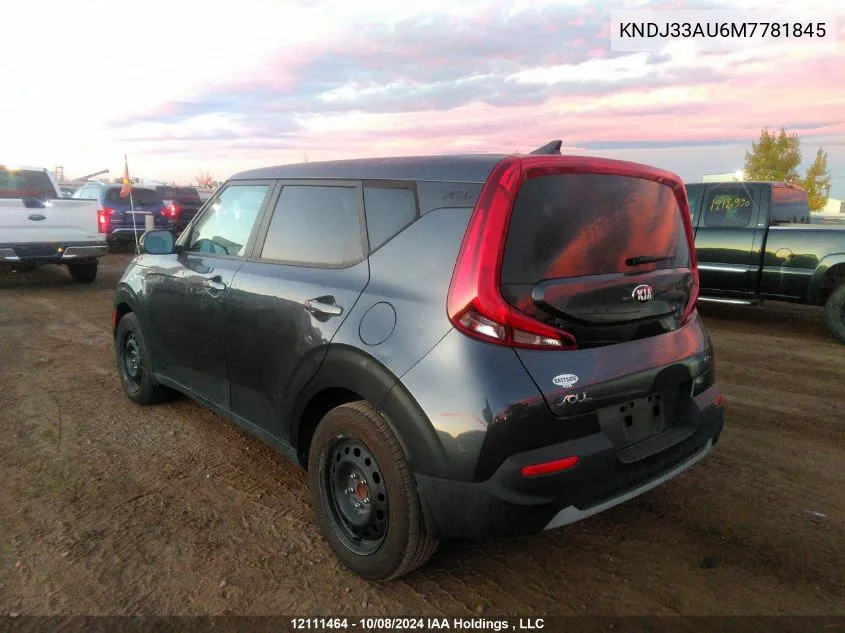 2021 Kia Soul VIN: KNDJ33AU6M7781845 Lot: 12111464