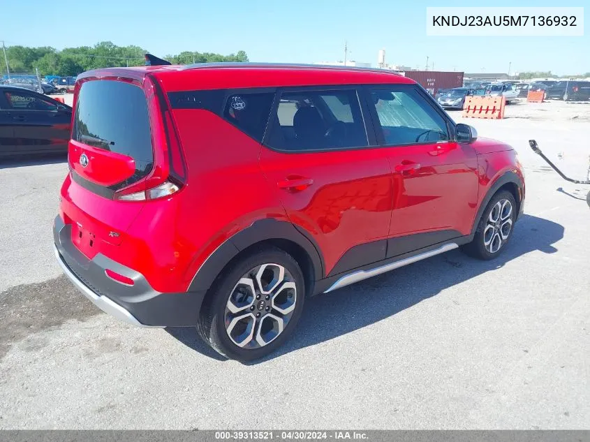 2021 Kia Soul X-Line VIN: KNDJ23AU5M7136932 Lot: 39313521