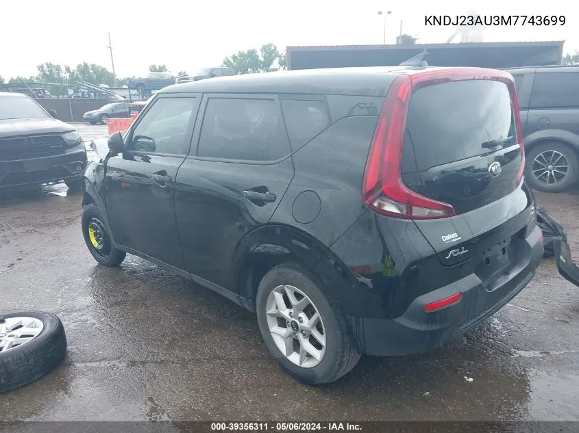 2021 Kia Soul S VIN: KNDJ23AU3M7743699 Lot: 39356311