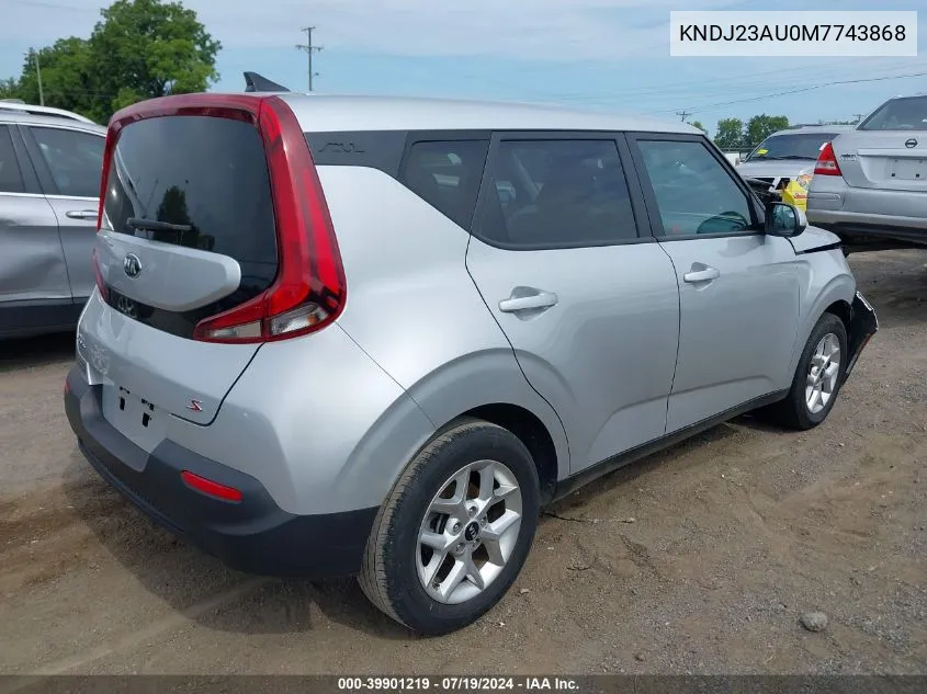 2021 Kia Soul S VIN: KNDJ23AU0M7743868 Lot: 39901219