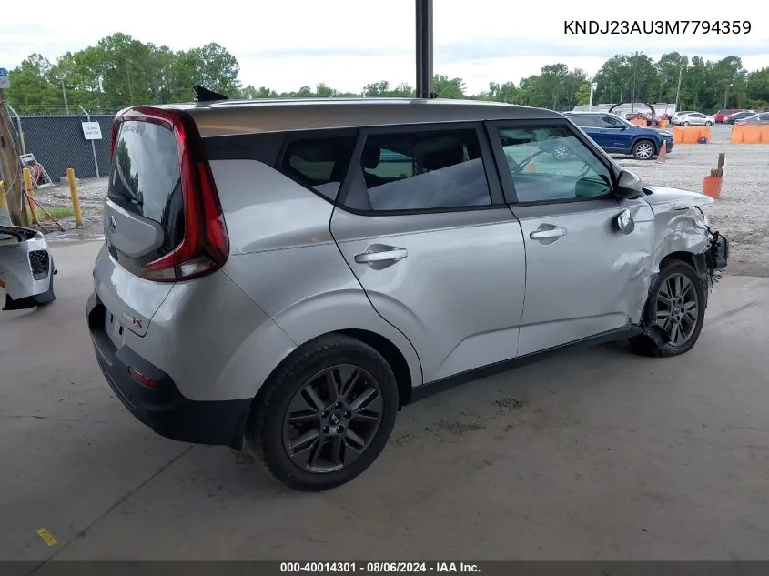 2021 Kia Soul S VIN: KNDJ23AU3M7794359 Lot: 40014301