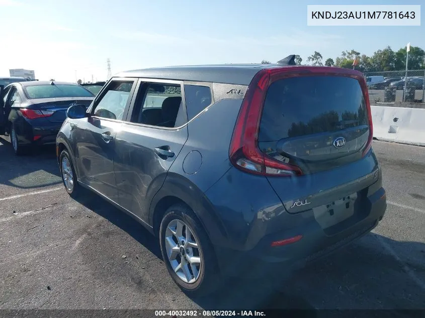 2021 Kia Soul S VIN: KNDJ23AU1M7781643 Lot: 40032492