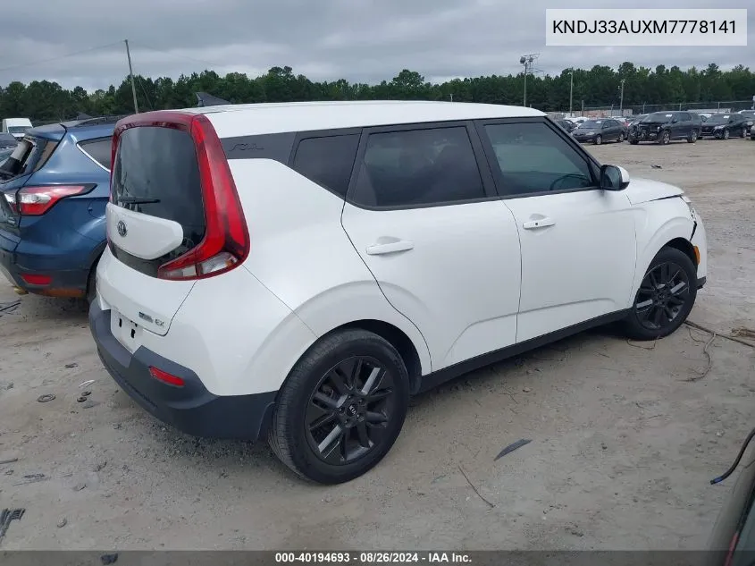 2021 Kia Soul Ex VIN: KNDJ33AUXM7778141 Lot: 40194693