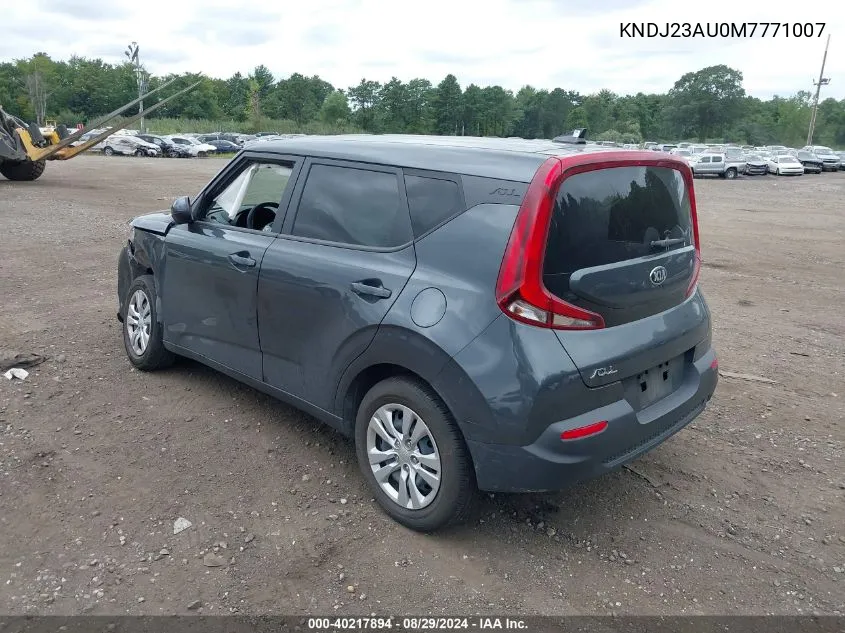 2021 Kia Soul Lx VIN: KNDJ23AU0M7771007 Lot: 40217894