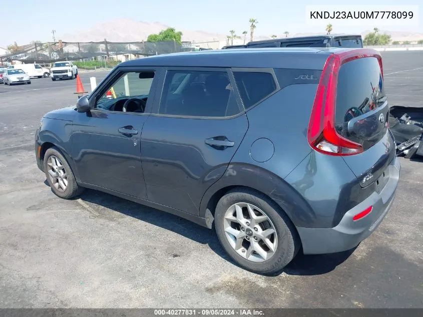 2021 Kia Soul S VIN: KNDJ23AU0M7778099 Lot: 40277831