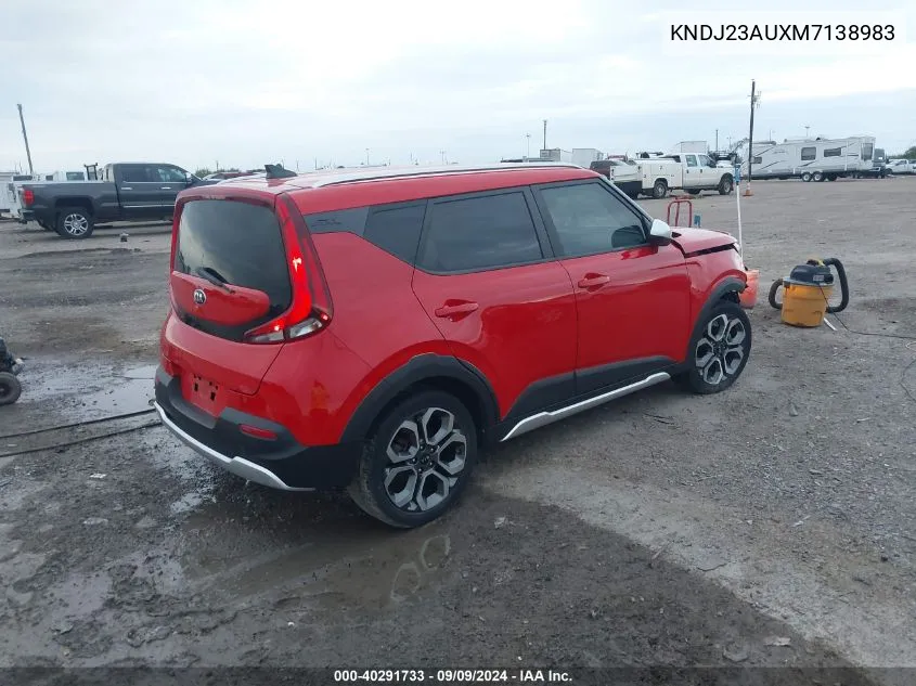 2021 Kia Soul X-Line VIN: KNDJ23AUXM7138983 Lot: 40291733